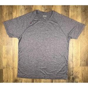 Rhone Reign Space Dye Blue Short Sleeve Shirt Performance Stretch Tee Large .